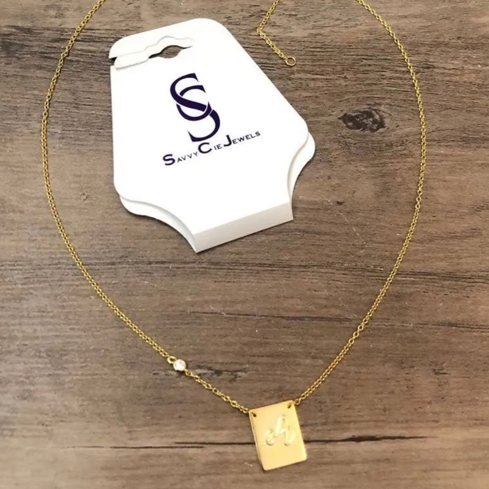Savvy Cie Gold Over Sterling Silver Initial “A” Necklace - Picture 2 of 6